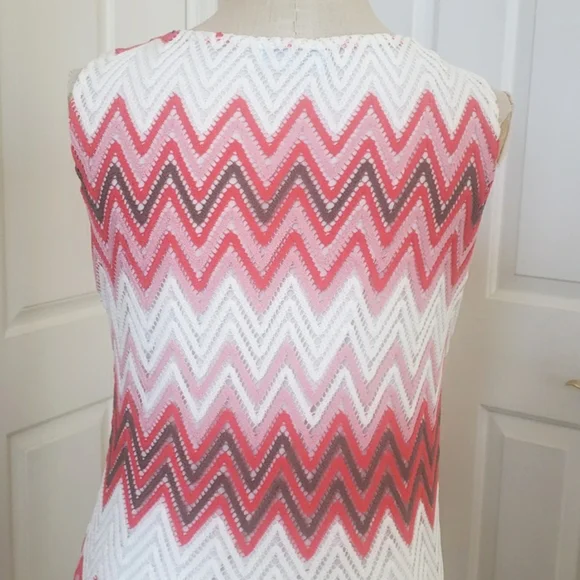 VINTAGE Sleeveless Crochet Dress White Coral Red Salmon Pink Brown - Picture 6 of 14